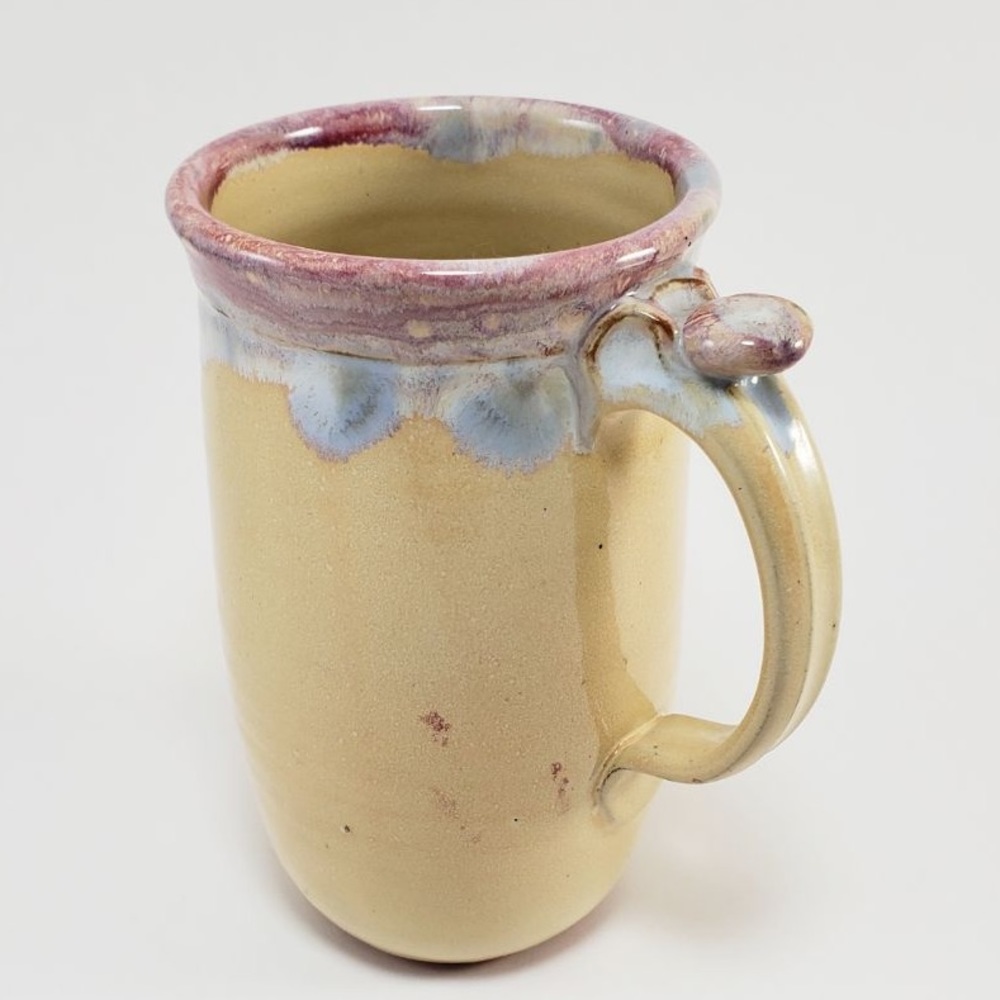 Handmade Terra-cotta Wheel Thrown Glazed Large Art Mug Signed Potternot Pottery